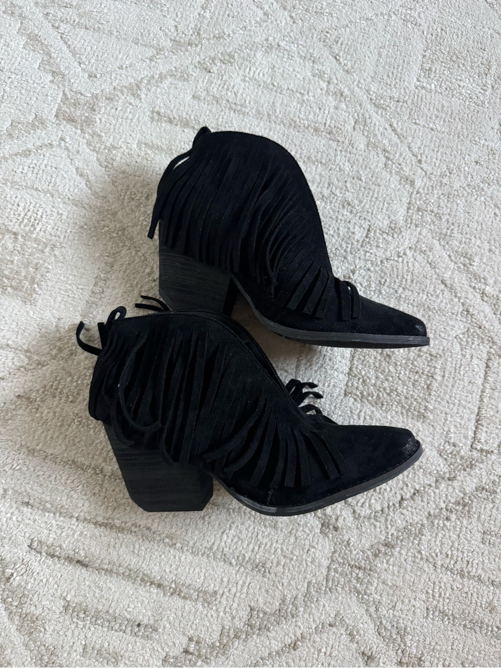 Black Fringe Ankle Boots